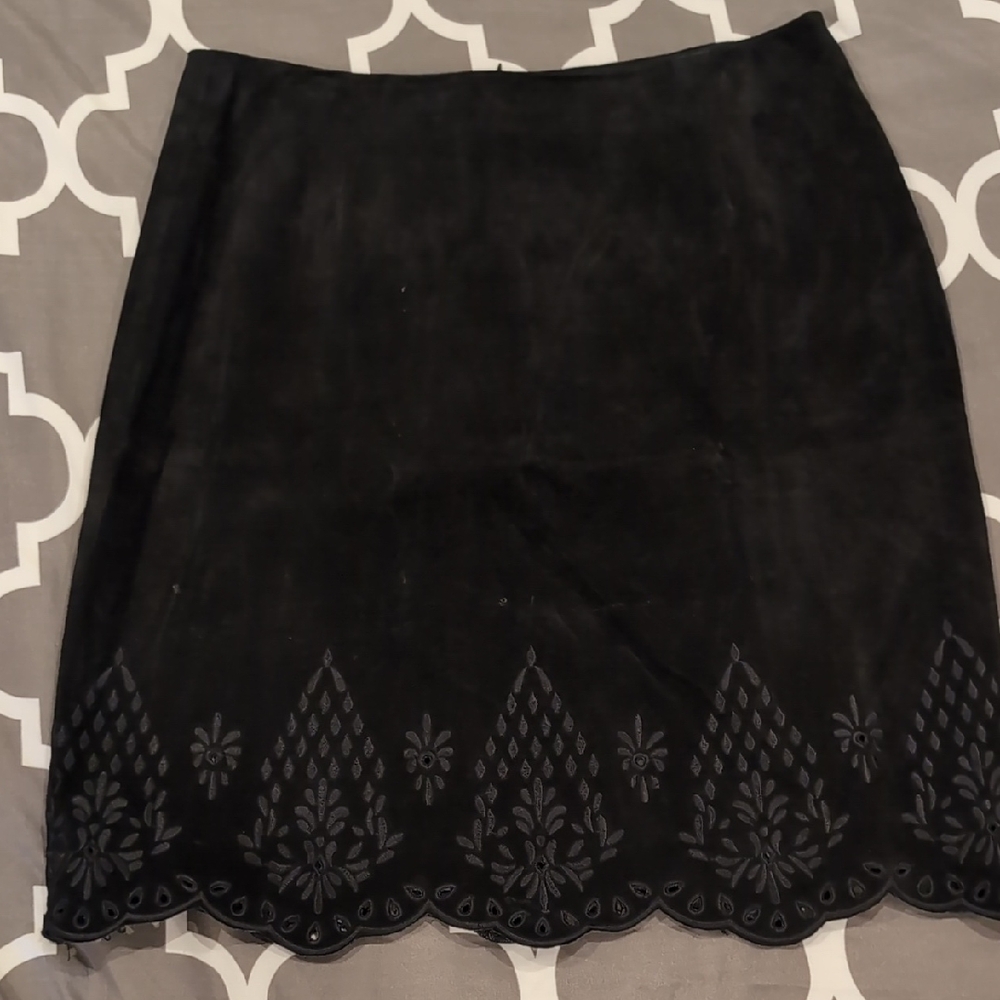 Vintage Jenni Max NYC Woman's Leather Nylon Lined Zip Back Skirt Sz 6